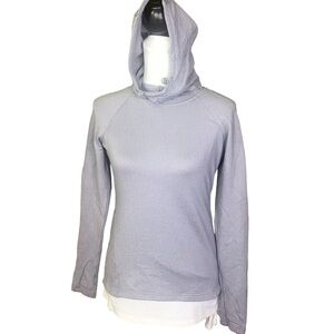 Mondetta performance hoodie pullover gray herringbone reflective thumb holes Sm